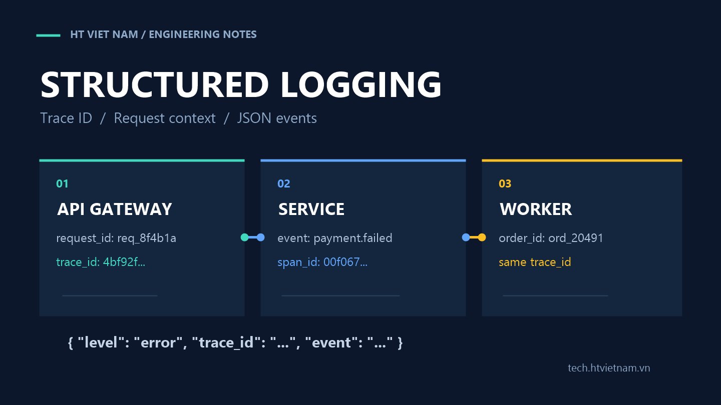 Structured logging: Biến log rời rạc thành dòng điều tra có trace ID